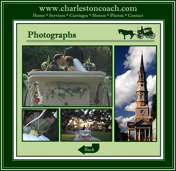 Charleston Coach is a luxury horse-drawn carriage service, specializing in distinctive weddings. Our carriage can be delivered to any location in the Charleston Area. Your Fairytale Awaits! (843) 709-0988